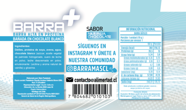 BarraMas Sabor Chocolate Naranja